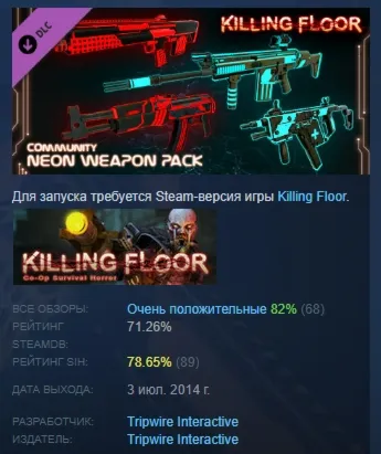 Killing Floor - Neon Weapon Pack DLC АВТОДОСТАВКА STEAM РОССИЯ