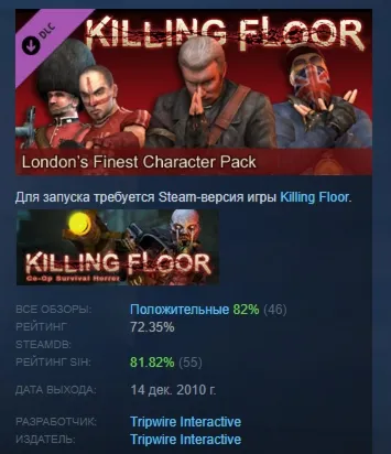 Killing Floor London's Finest DLC Character pack АВТОДОСТАВКА STEAM РОССИЯ