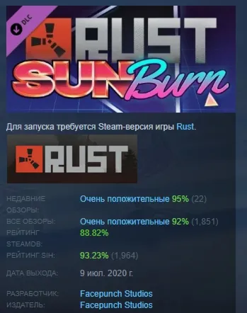 Rust - Sunburn Pack DLC АВТОДОСТАВКА STEAM РОССИЯ