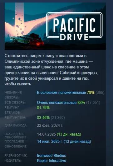 Pacific Drive: Whispers Edition АВТОДОСТАВКА STEAM GLOBAL МГНОВЕННО ЛИЦЕНЗИЯ