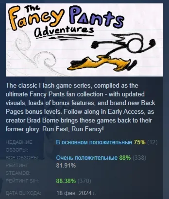 The Fancy Pants Adventures: Classic Pack АВТОДОСТАВКА STEAM GLOBAL МГНОВЕННО ЛИЦЕНЗИЯ