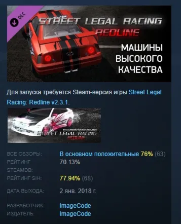 Street Legal Racing: Redline - High Quality Cars Pack АВТОДОСТАВКА STEAM GLOBAL МГНОВ