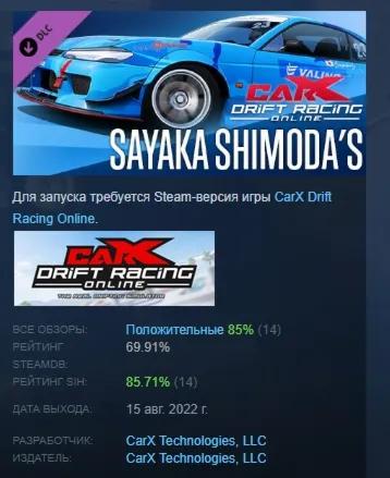 CarX Drift Racing Online - Sayaka Shimoda DLC STEAM РФ - irongamers.ru