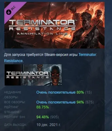 Terminator: Annihilation Line DLC АВТОДОСТАВКА STEAM РОССИЯ