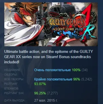 GUILTY GEAR XX ACCENT CORE PLUS R АВТОДОСТАВКА STEAM РФ - irongamers.ru