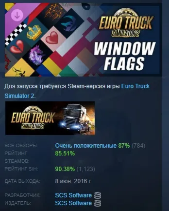 Euro Truck Simulator 2 - Window Flags АВТОДОСТАВКА STEAM РОССИЯ