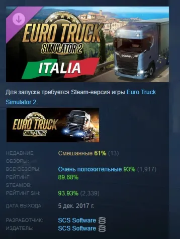 Euro Truck Simulator 2 - Italia DLC АВТОДОСТАВКА STEAM РОССИЯ