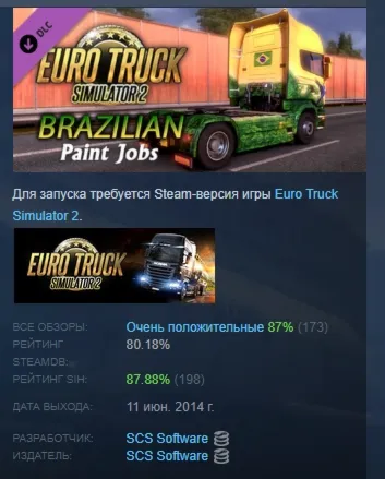 Euro Truck Simulator 2 Brazilian Paint Jobs Pack АВТОДОСТАВКА STEAM РОССИЯ - irongamers.ru