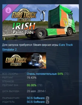 Euro Truck Simulator 2 - Irish Paint Jobs Pack АВТОДОСТАВКА STEAM РОССИЯ
