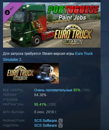 Euro Truck Simulator 2 - Portuguese Paint Jobs Pack АВТОДОСТАВКА STEAM РОССИЯ - irongamers.ru