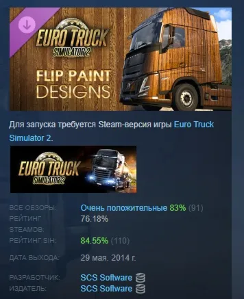 Euro Truck Simulator 2 - Flip Paint Designs DLC АВТОДОСТАВКА STEAM РОССИЯ