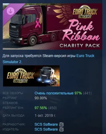 Euro Truck Simulator 2 - Pink Ribbon Charity Pack АВТОДОСТАВКА STEAM GLOBAL МГНОВЕННО