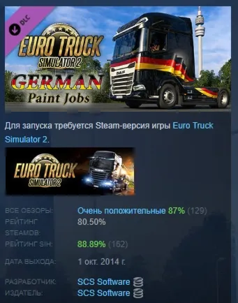 Euro Truck Simulator 2 - German Paint Jobs Pack АВТОДОСТАВКА STEAM GLOBAL МГНОВЕННО Л