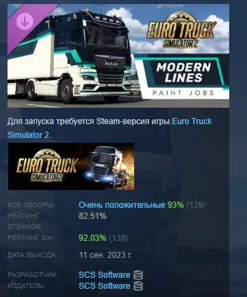 Euro Truck Simulator 2 - Modern Lines Paint Jobs Pack АВТОДОСТАВКА STEAM GLOBAL МГНОВ - irongamers.ru