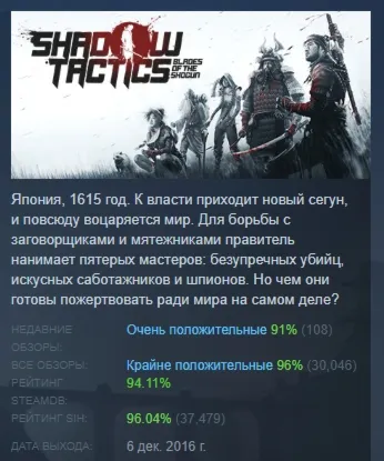Shadow Tactics: Blades of the Shogun STEAM РОССИЯ - irongamers.ru
