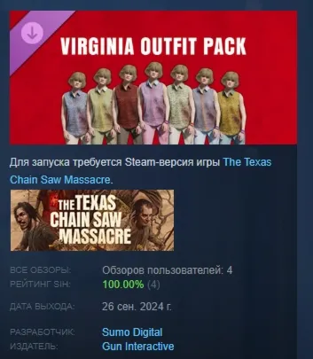 The Texas Chain Saw Massacre - Virginia Outfit Pack 1 АВТОДОСТАВКА STEAM GLOBAL МГНОВ
