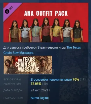 The Texas Chain Saw Massacre - Ana Outfit Pack 1 АВТОДОСТАВКА STEAM GLOBAL МГНОВЕННО