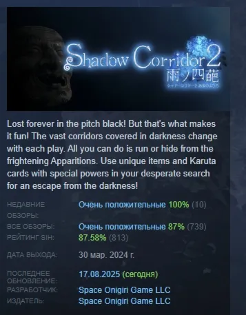 Shadow Corridor 2 АВТОДОСТАВКА STEAM GLOBAL МГНОВЕННО ЛИЦЕНЗИЯ