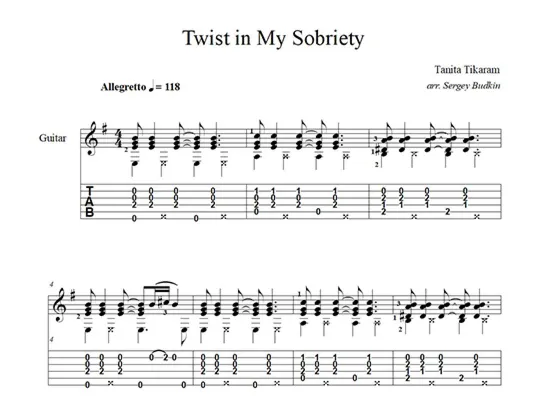 Twist in My Sobriety (Tanita Tikaram) ноты для гитары - irongamers.ru