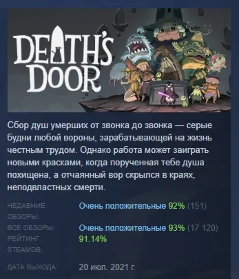 Death's Door АВТОДОСТАВКА STEAM GLOBAL МГНОВЕННО ЛИЦЕНЗИЯ