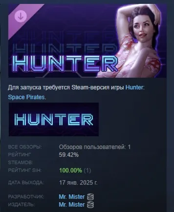 Hunter: Space Pirates - Support DLC DLC STEAM РОССИЯ