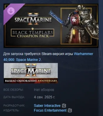 Warhammer 40,000: Space Marine 2 - Black Templars Champion Pack АВТОДОСТАВКА STEAM GL