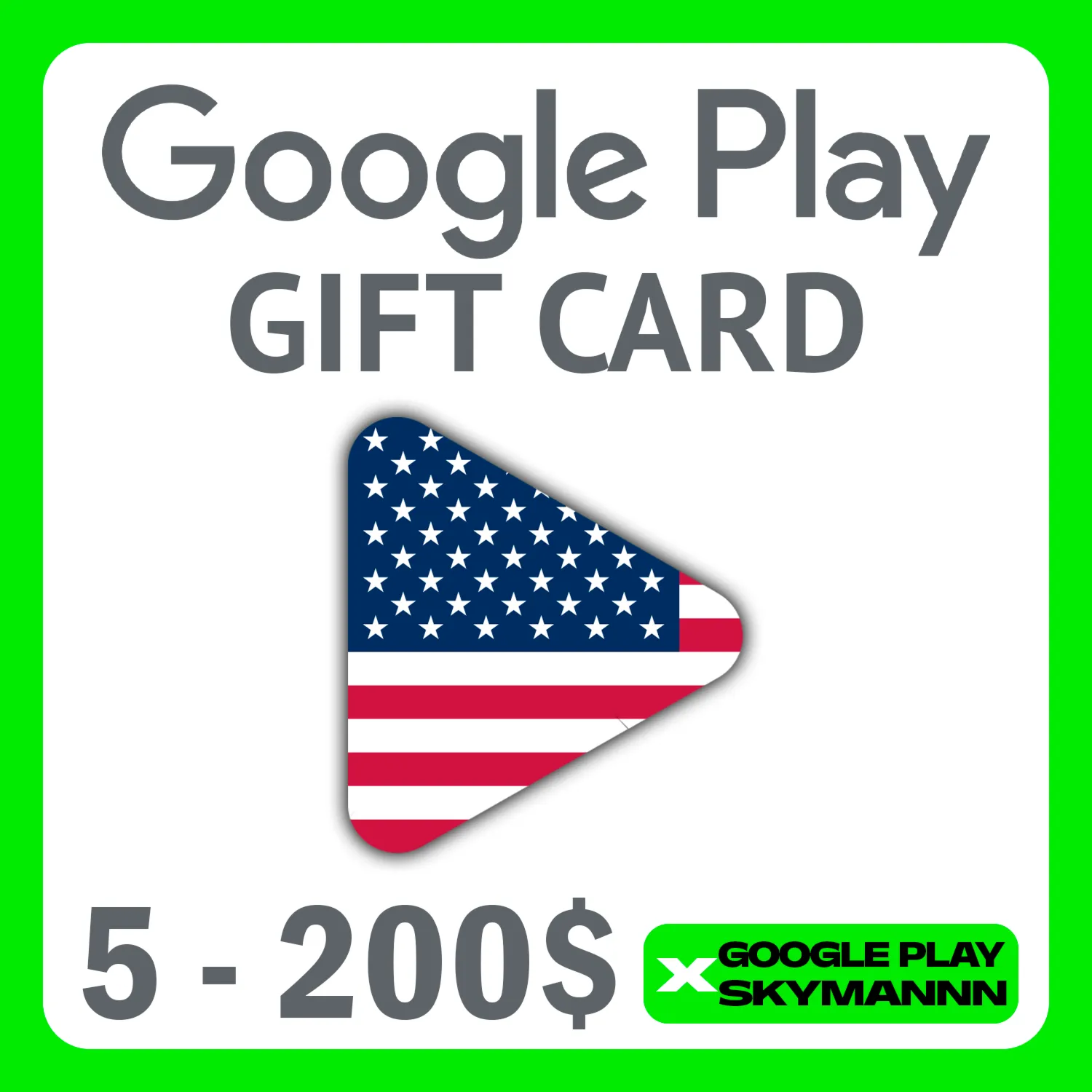 🟡 GOOGLE PLAY ПОДАРОЧНАЯ КАРТА 5-200 $ USD USA🇺 🇸 AUTO