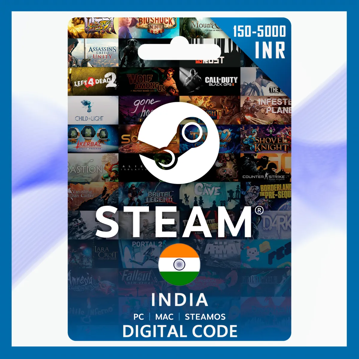 Steam Gift Card Индия [КОД ПОПОЛНЕНИЯ] [150-5000 INR] - irongamers.ru