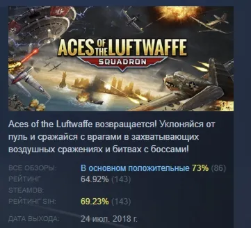 Aces of the Luftwaffe - Squadron АВТОДОСТАВКА STEAM GLOBAL МГНОВЕННО ЛИЦЕНЗИЯ
