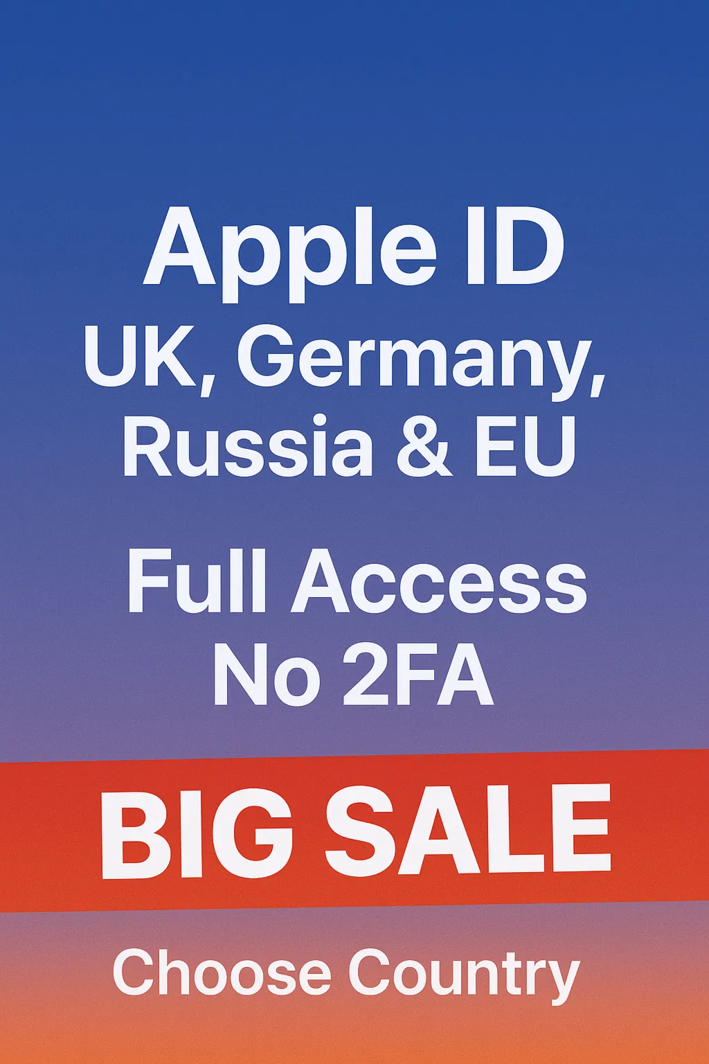 🚀 Apple ID Европа — UK, DE, RU | Full Access, No 2FA🔒 