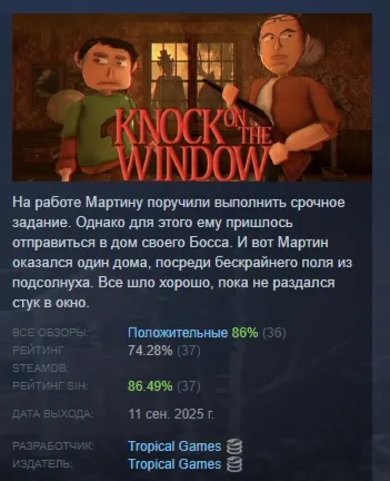 Knock On The Window АВТОДОСТАВКА STEAM GLOBAL МГНОВЕННО ЛИЦЕНЗИЯ