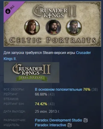 Crusader Kings II: Celtic Portraits DLC АВТОДОСТАВКА STEAM РОССИЯ