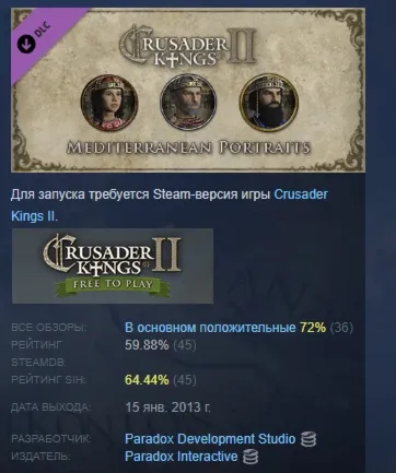 Crusader Kings II Mediterranean Portraits АВТОДОСТАВКА STEAM РОССИЯ