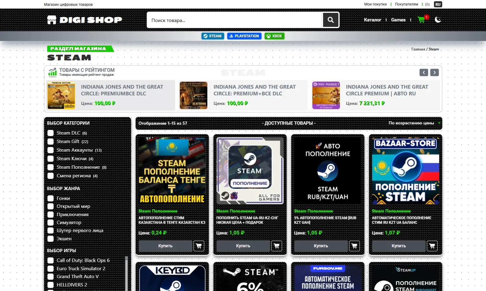 DIGI SHOP Магазин цифровых товаров Digiseller