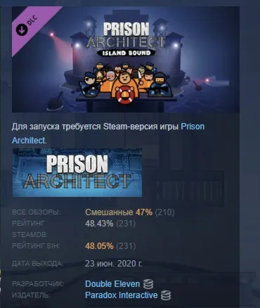 Prison Architect - Island Bound DLC АВТОДОСТАВКА STEAM РОССИЯ - irongamers.ru