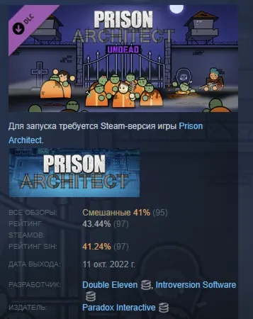 Prison Architect - Undead DLC АВТОДОСТАВКА STEAM РОССИЯ - irongamers.ru