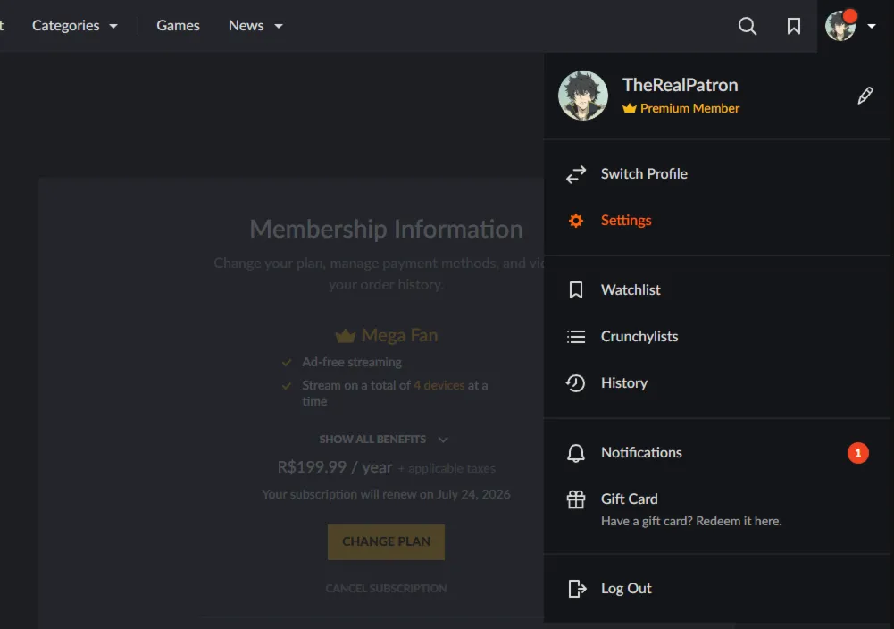 Crunchyroll Mega Fan 12 Months Global – In Your Account - irongamers.ru