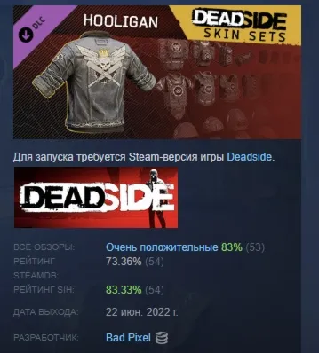 Deadside "Hooligan" Skin Set DLC АВТОДОСТАВКА STEAM РОССИЯ - irongamers.ru