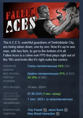 Fallen Aces АВТОДОСТАВКА STEAM GLOBAL МГНОВЕННО ЛИЦЕНЗИЯ