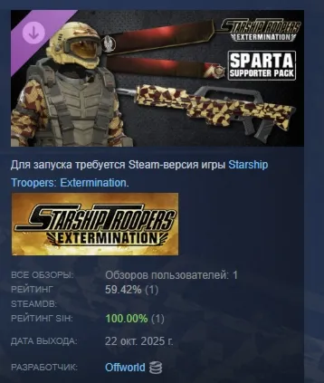 Starship Troopers Extermination - Sparta Supporter Pack АВТОДОСТАВКА STEAM GLOBAL МГН