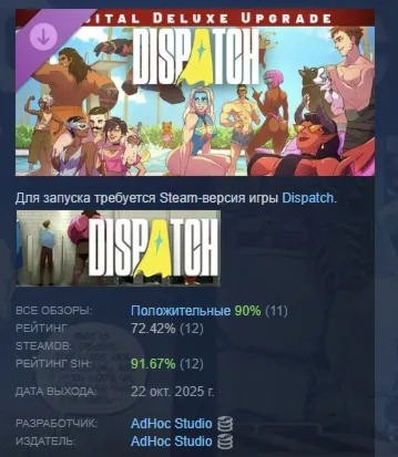 Dispatch - Digital Deluxe Edition Upgrade АВТОДОСТАВКА STEAM GLOBAL МГНОВЕННО ЛИЦЕНЗИ