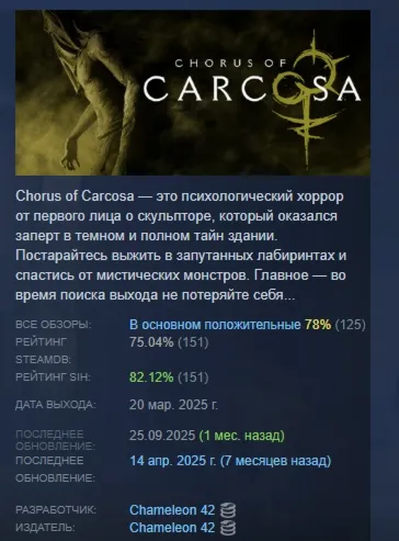 Chorus of Carcosa АВТОДОСТАВКА STEAM GLOBAL МГНОВЕННО ЛИЦЕНЗИЯ