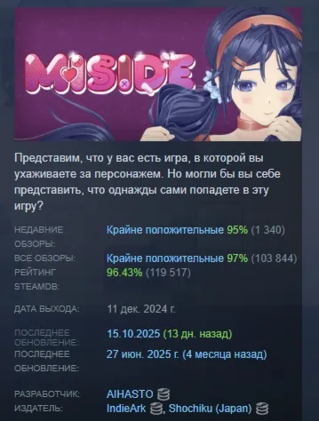 MiSide АВТОДОСТАВКА STEAM GLOBAL МГНОВЕННО ЛИЦЕНЗИЯ