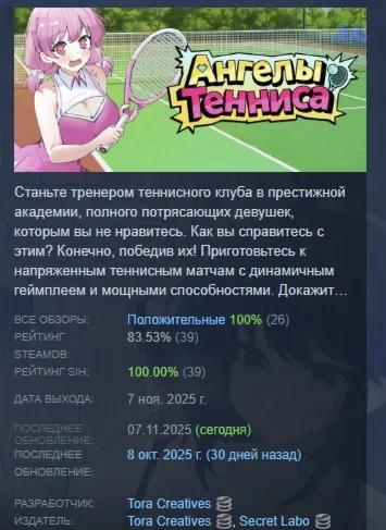 Ангелы Тенниса АВТОДОСТАВКА STEAM РОССИЯ - irongamers.ru