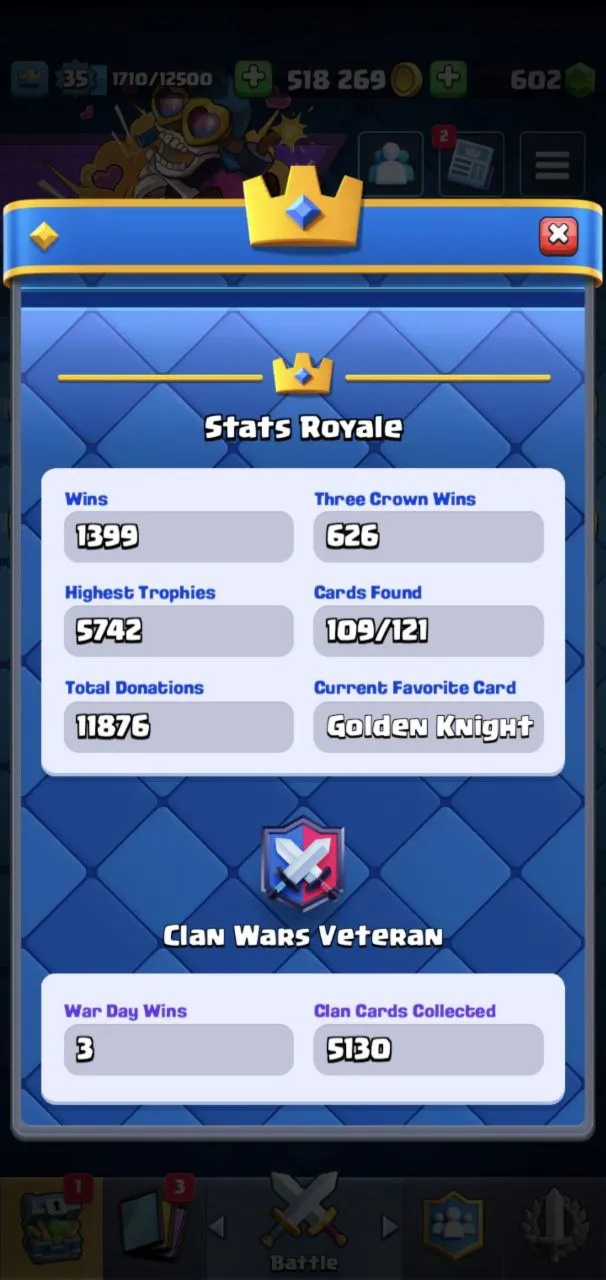 |3в1| CR - BS - COC | 35 LVL | 5582 TR | 1399 ПОБЕД