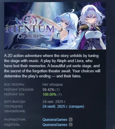 Nientum - Op.ZERO АВТОДОСТАВКА STEAM GLOBAL МГНОВЕННО ЛИЦЕНЗИЯ