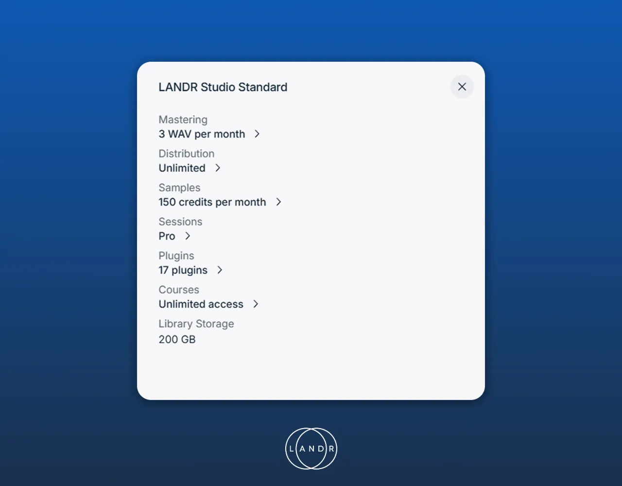 LANDR Standard [2 МЕСЯЦА] Подписка