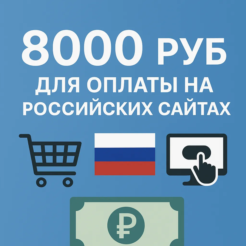 🌎 КАРТА 8000 RUB для оплаты в зоне RU💵 