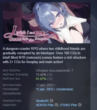 I Wish I Had Never Gone into the Dungeon STEAM РОССИЯ - irongamers.ru