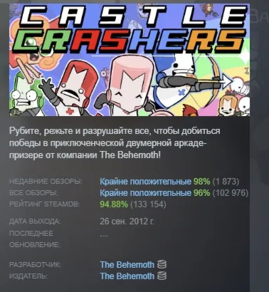 Castle Crashers АВТОДОСТАВКА STEAM GIFT РОССИЯ - irongamers.ru